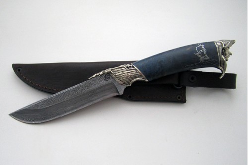 Нож "Луч" (торцевой дамаск) - работа мастерской кузнеца Марушина А.И.